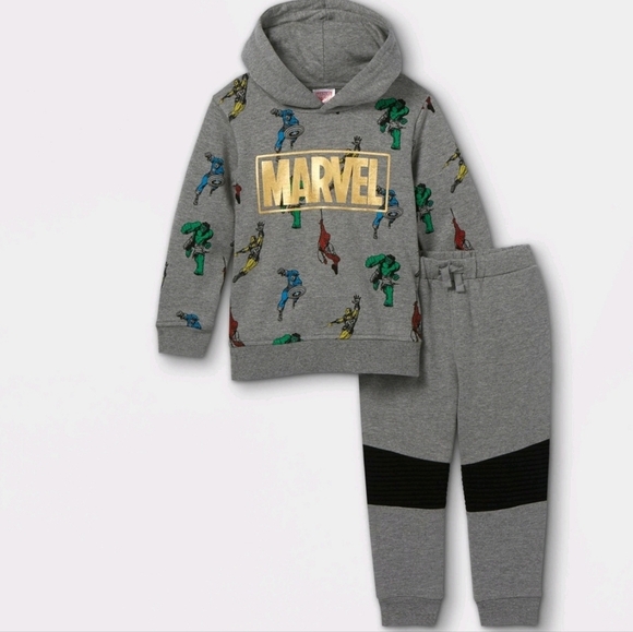 Marvel Comic 2 Piece Matching Hooded Swestshirt/Joggers Set Size 12 Mont… - Picture 1 of 4